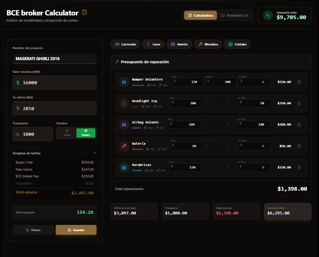 BCE Project Calculator